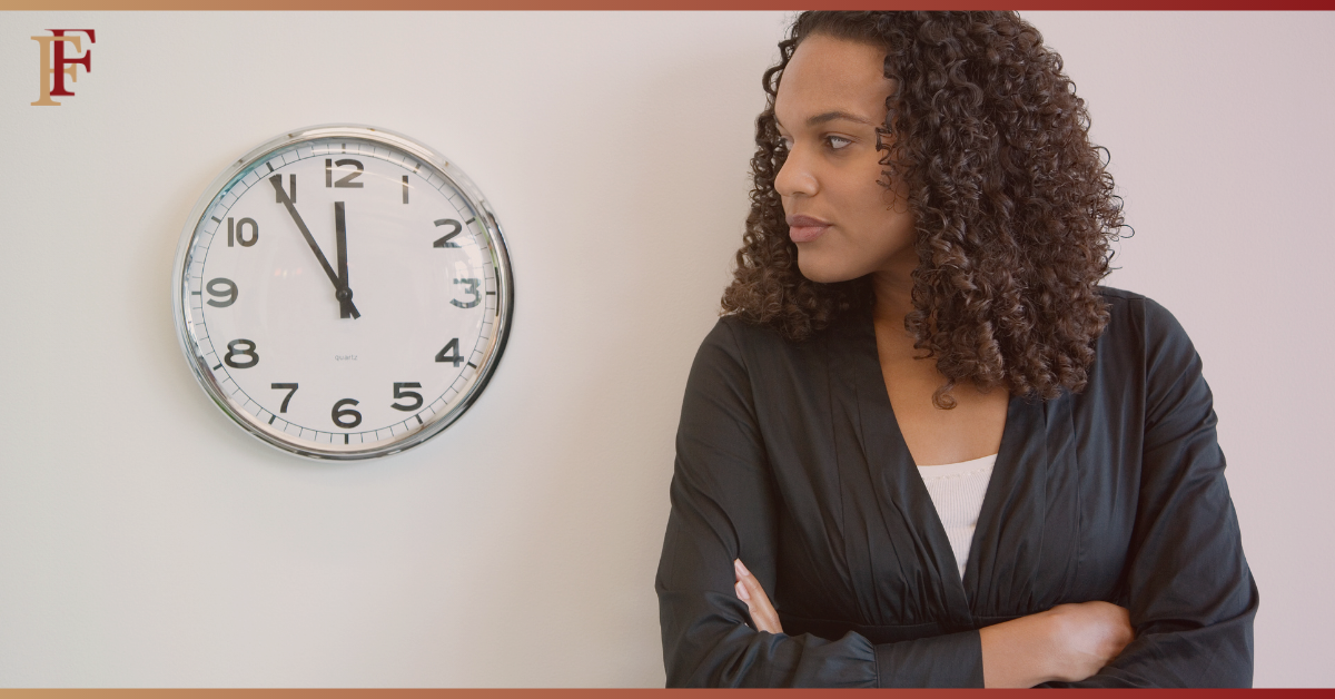 lady looking at clock